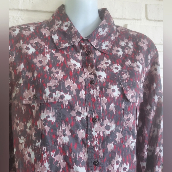 NWT Monoprix France Long Sleeve Print Button Down Shirt Top Size 42 Med - Picture 2 of 11